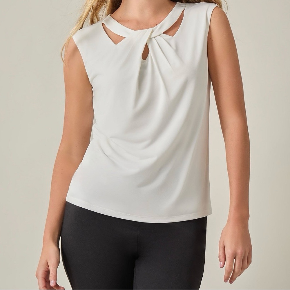 Kasper Sleeveless Knot Front Jersey Top